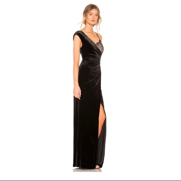 BCBGMaxazria Assymetric Velvet Gown dress long maxi prom dress wedding guest - Picture 3 of 5